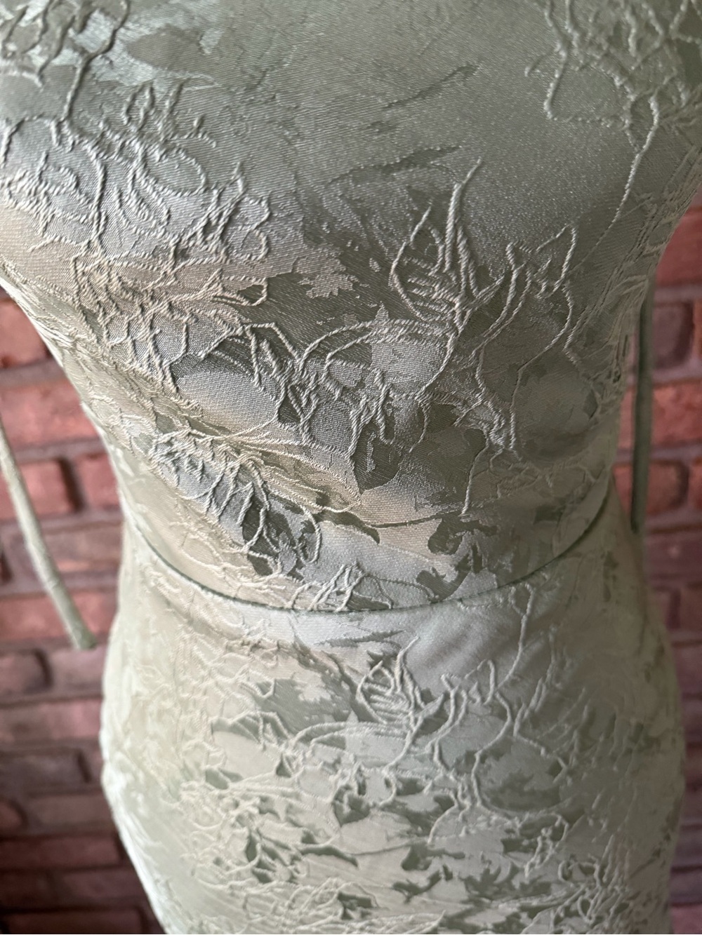 Elegant Sage Green Lace Evening Dress - Picture 4 of 13